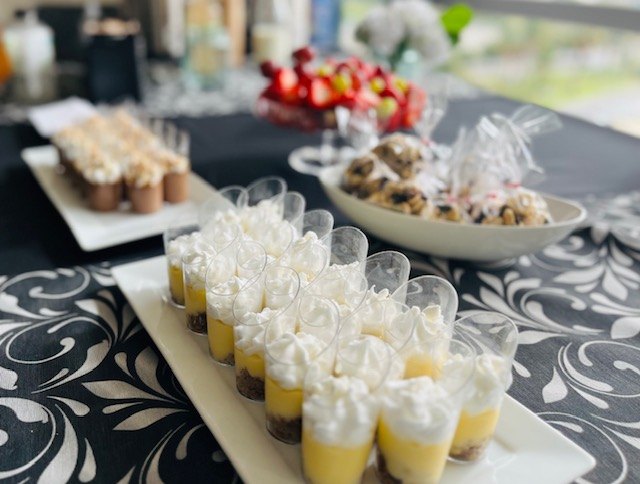 Shots dulces y postres para coffee break